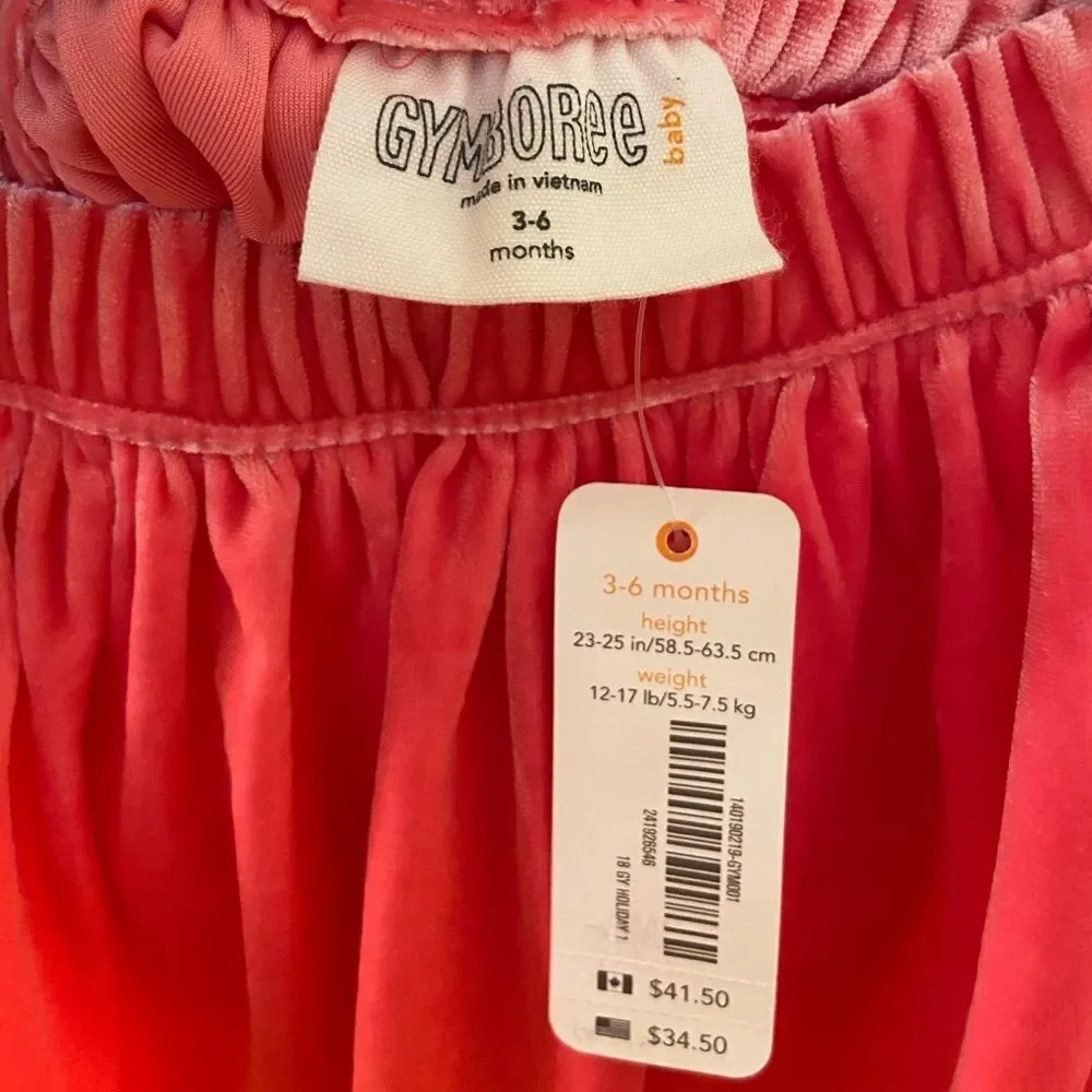 Gymboree Baby Girls Pink Velvet Skirt Size 3-6 Months NWT